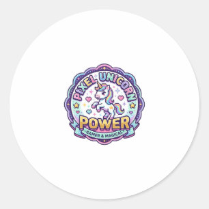 Einhorn Pixel Einhorn Power POD Fertige Apparel Gr Runder Aufkleber