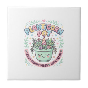 Einhorn Planticorn Topf Grafikdesign Grafik T-Shir Fliese