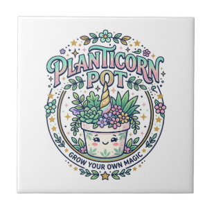 Einhorn Planticorn Topf POD Bereit POD Artwork_1 Fliese