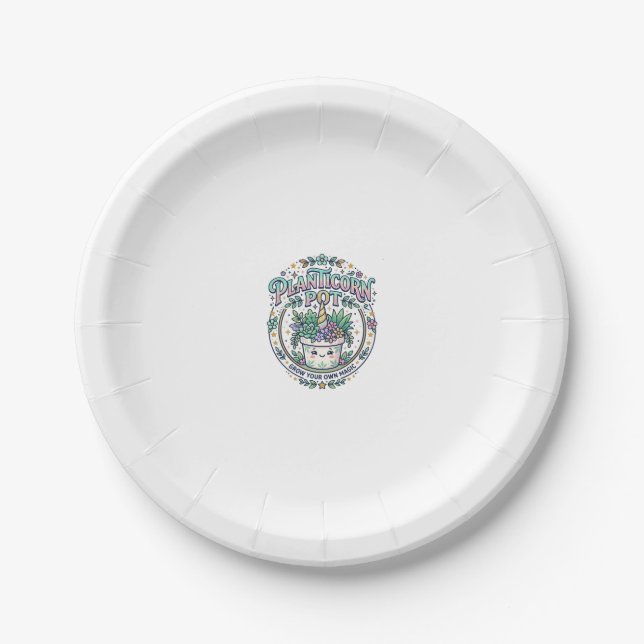 Einhorn Planticorn Topf POD Bereit POD Artwork_1 Pappteller (Vorderseite)