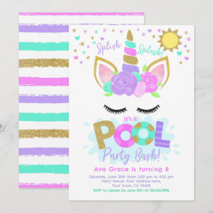 Einhorn-Poolparty Einladung
