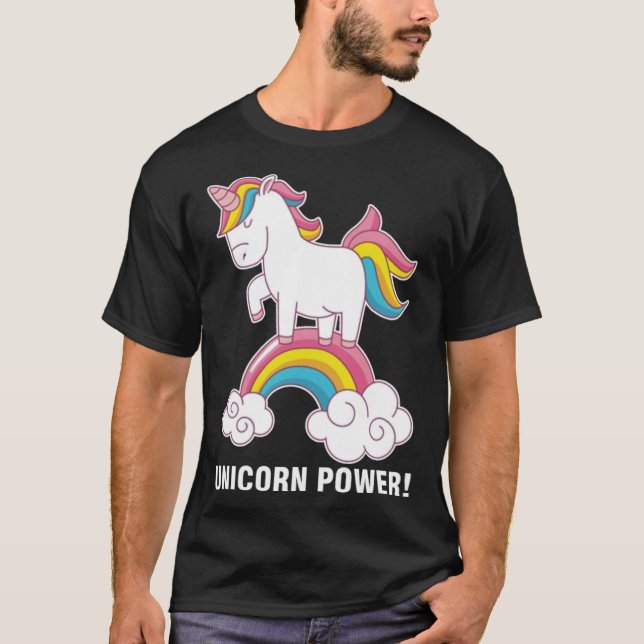 Einhorn Power Liebe Spaß T-Shirt (Vorderseite)