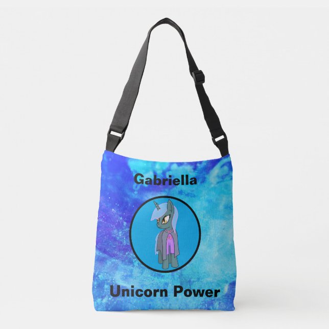Einhorn-Power Niedliche Aquarelltasche Tragetaschen Mit Langen Trägern (Vorderseite)