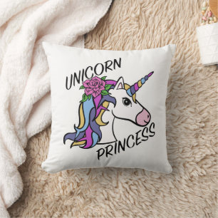 Einhorn-Princess-Design - Drehkissen 16 Zoll x 16  Kissen