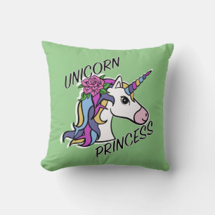 Einhorn-Princess-Design - Drehkissen 16 Zoll x 16  Kissen