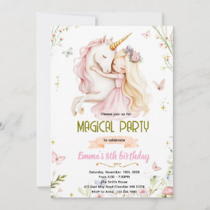 Einhorn Prinzessin Geburtstagseinladung Einladung