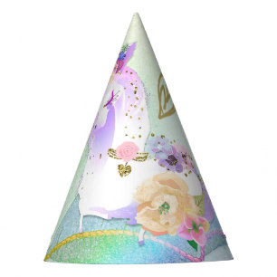 Einhorn Prinzessin Irisierender Regenbogen Pastell Partyhütchen