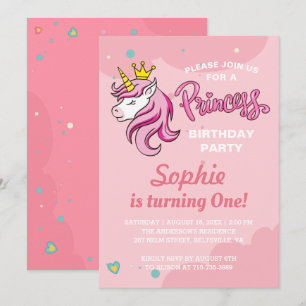 Einhorn Prinzessin Kinder Geburtstagseinladung Einladung