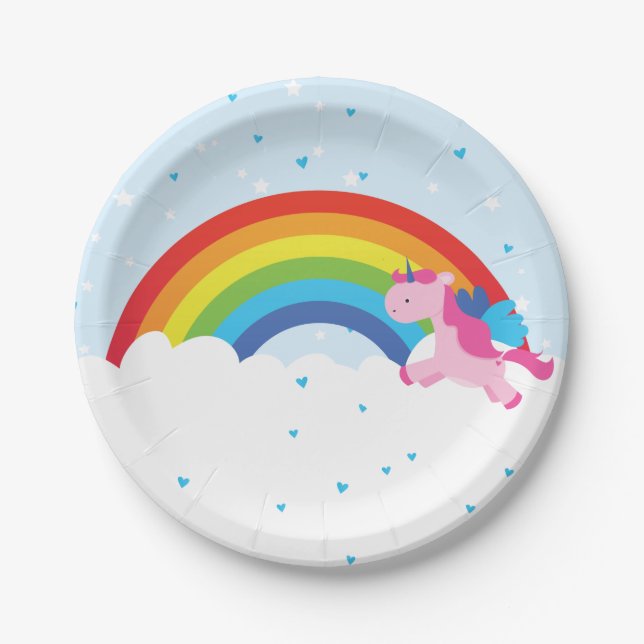 Einhorn-Prinzessin Rainbow Pappteller (Vorderseite)