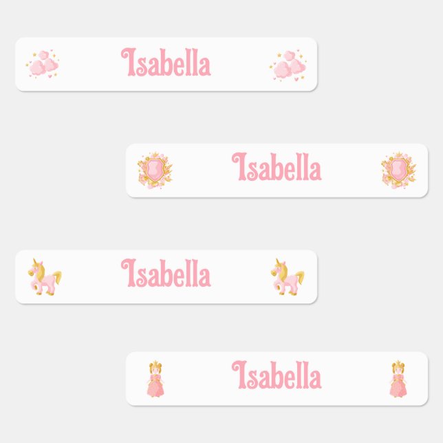 Einhorn-Prinzessin zurück zur Schulkleidung Etiketten (Gruppe)