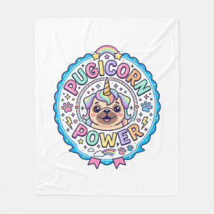 Einhorn Pugicorn Power Lustig Süß Geschenk Design_ Fleecedecke
