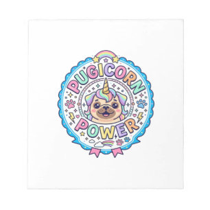 Einhorn Pugicorn Power Lustig Süß Geschenk Design_ Notizblock