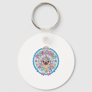 Einhorn Pugicorn Power Lustig Süß Geschenk Design_ Schlüsselanhänger