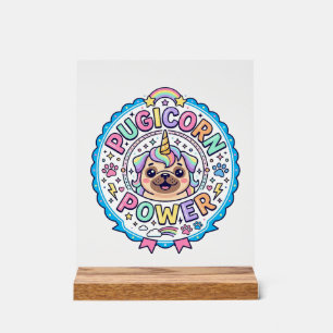 Einhorn Pugicorn Power Lustig Süßes Geschenk Desig Acrylschild