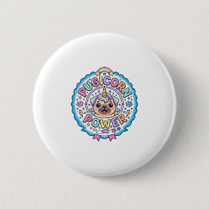 Einhorn Pugicorn Power Lustig Süßes Geschenk Desig Button