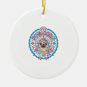 Einhorn Pugicorn Power Lustig Süßes Geschenk Desig Keramik Ornament