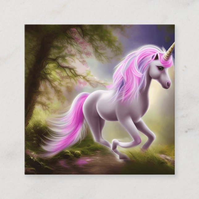 Einhorn Quadratische Visitenkarte (Vorderseite)