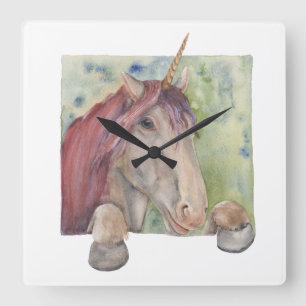 Einhorn Quadratische Wanduhr