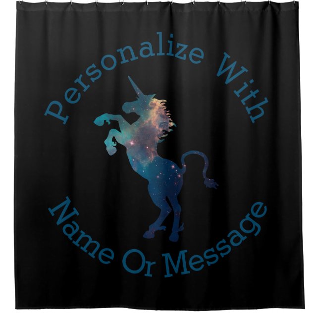 Einhorn-Raummuster Duschvorhang (Vorderseite)