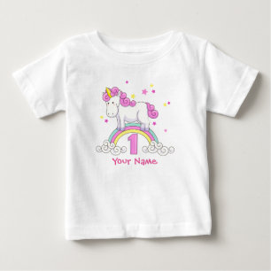 Einhorn-Regenbogen-1. Geburtstag Baby T-shirt