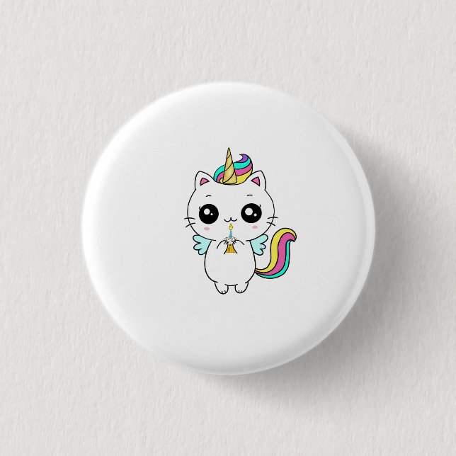 Einhorn, Regenbogen Einhorn, süß Button (Vorderseite)
