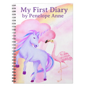 Einhorn Regenbogen Flamingo Mädchen Tagebuch Perso
