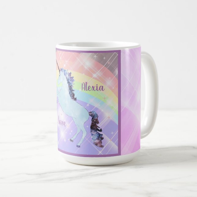 Einhorn, Regenbogen, für Mädchen, Kinder, festlich Kaffeetasse (VorderseiteRechts)