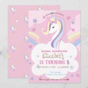 Einhorn Regenbogen Geburtstag Einladung