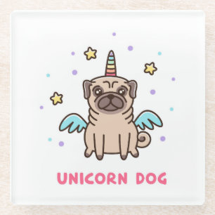 Einhorn-Regenbogen-Hund Glasuntersetzer