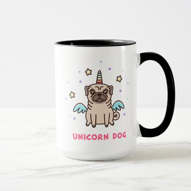 Einhorn-Regenbogen-Hund Tasse (Rechts)