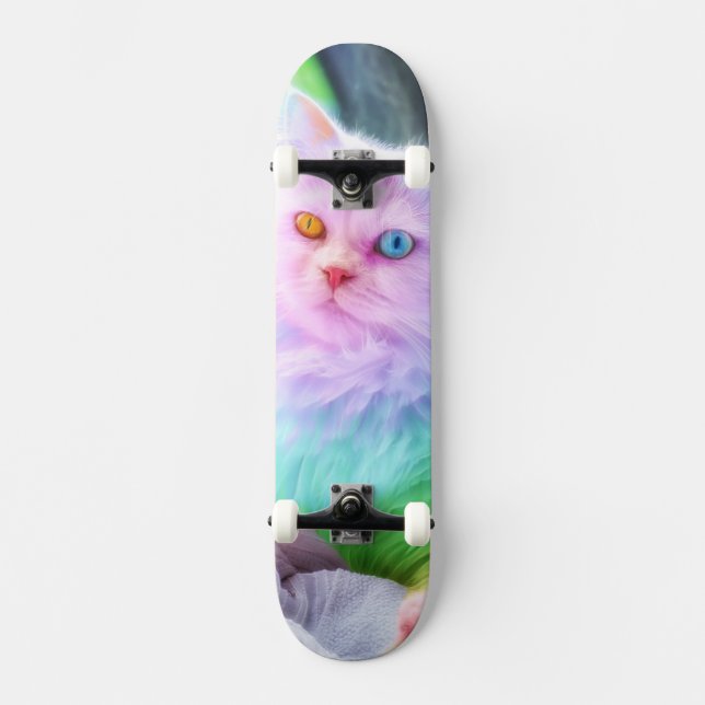 Einhorn-Regenbogen-Katze Skateboard (Vorderseite)