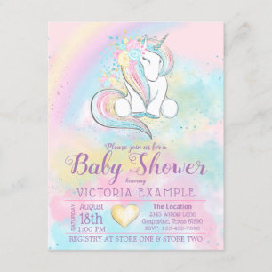 Einhorn Regenbogen Mädchen Baby Shower Einladungen