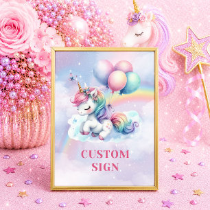Einhorn Regenbogen Mädchen Geburtstag Individuelle Poster