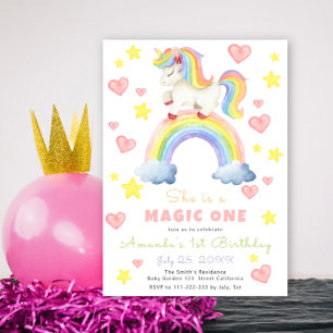 Einhorn Regenbogen Magie Erster Geburtstag Einladung