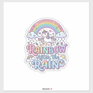 Einhorn Regenbogen nach dem Regen Premium Vektor T Aufkleber