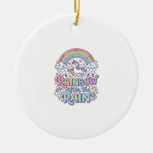 Einhorn Regenbogen nach dem Regen Premium Vektor T Keramik Ornament