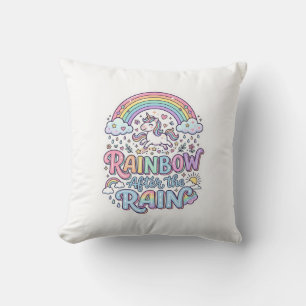 Einhorn Regenbogen nach dem Regen Premium Vektor T Kissen
