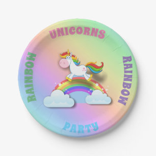 Einhorn-Regenbogen-Party Pappteller