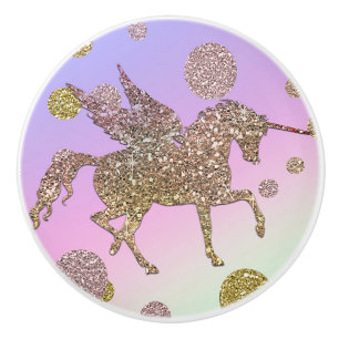 Einhorn Regenbogen Pastell Gold Punkte Trend Mädch Keramikknauf
