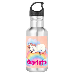 Einhorn & Regenbogen, personalisierte Wasserflasch Edelstahlflasche