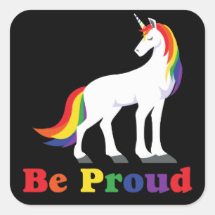 Einhorn Regenbogen Proud LGBT Quadratischer Aufkleber