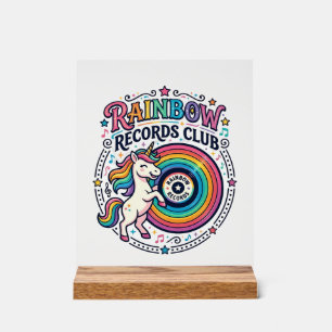 Einhorn Regenbogen Schallplatten Club Weiße Hinter Acrylschild