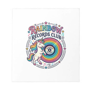 Einhorn Regenbogen Schallplatten Club Weiße Hinter Notizblock