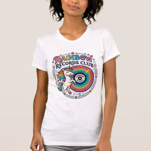 Einhorn Regenbogen Schallplatten Club Weiße Hinter T-Shirt