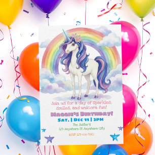 Einhorn Regenbogen Spaß Wasserfarbe Geburtstag Einladung