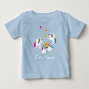 Einhorn-Regenbogen-Sterne. Feenhafte Baby T-shirt