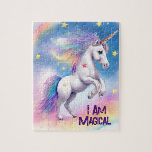 Einhorn Regenbogen Wasserfarbe mit Sternen Triptyc Puzzle
