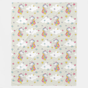 Einhorn-Regenbogen-Wolken und buntes Fleecedecke