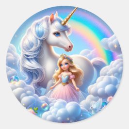 Einhorn-Regenbogenaufkleber, Pastel Fairytale Runder Aufkleber