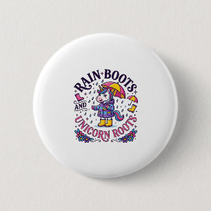 Einhorn-Regenstiefel und Einhorn-Wurzeln Werbe-Shi Button